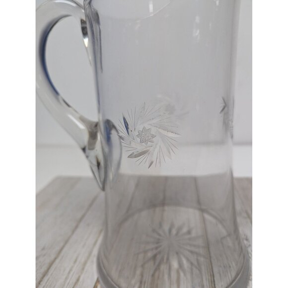 Vintage Starburst Star 44 ounces Glass Clear Crystal Pitcher 10" - Picture 2 of 8